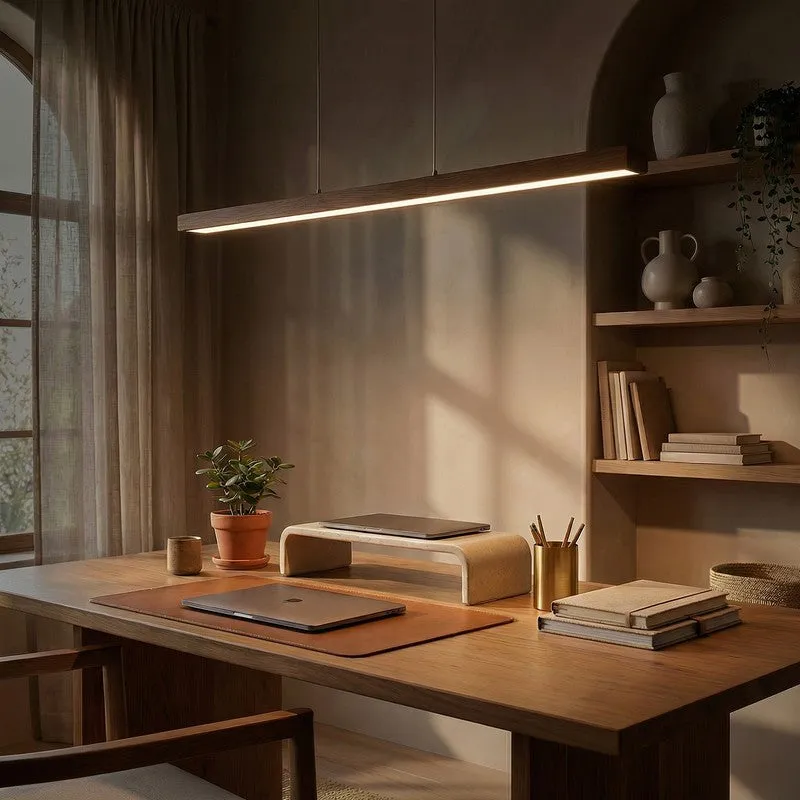 Heliades Linear LED Wooden Ceiling Lamp - Brown media 3