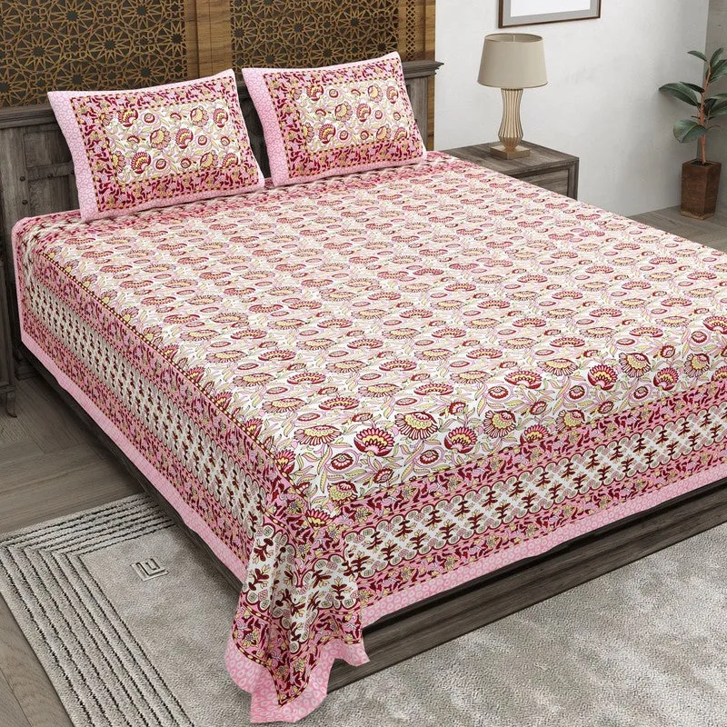 Lineo Cotton Bedsheet (Pink) - 240 TC media 1