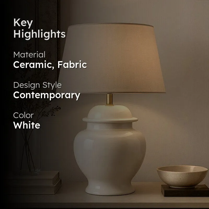 Vienna Ceramic Table Lamp - White media 2