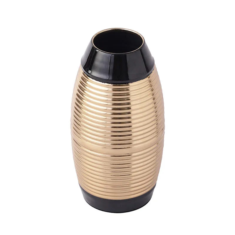 Malva Aluminium Vase - Gold & Black media 4