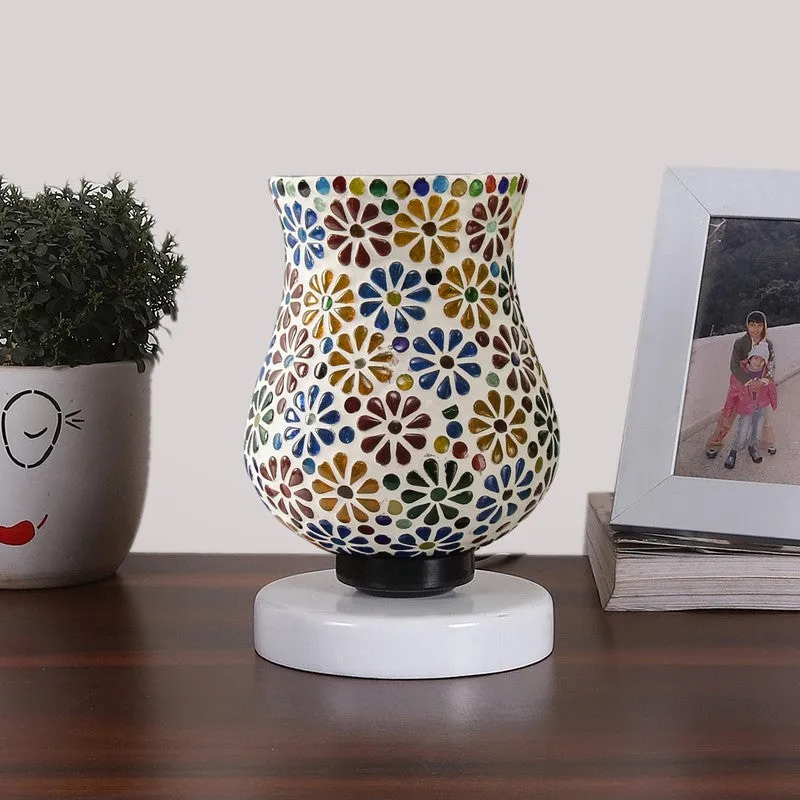 Sheenex Mosaic Glass Table Lamp With Wooden Base - Multicolor media 4