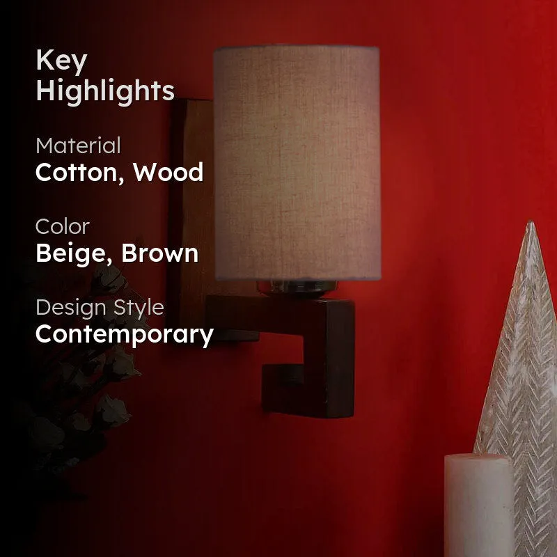 Hazel Cylindrical Wooden Wall Lamp media 2