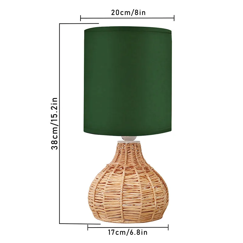 Palladian Edge Raffia Fabric Table Lamp - Green,Brown media 5