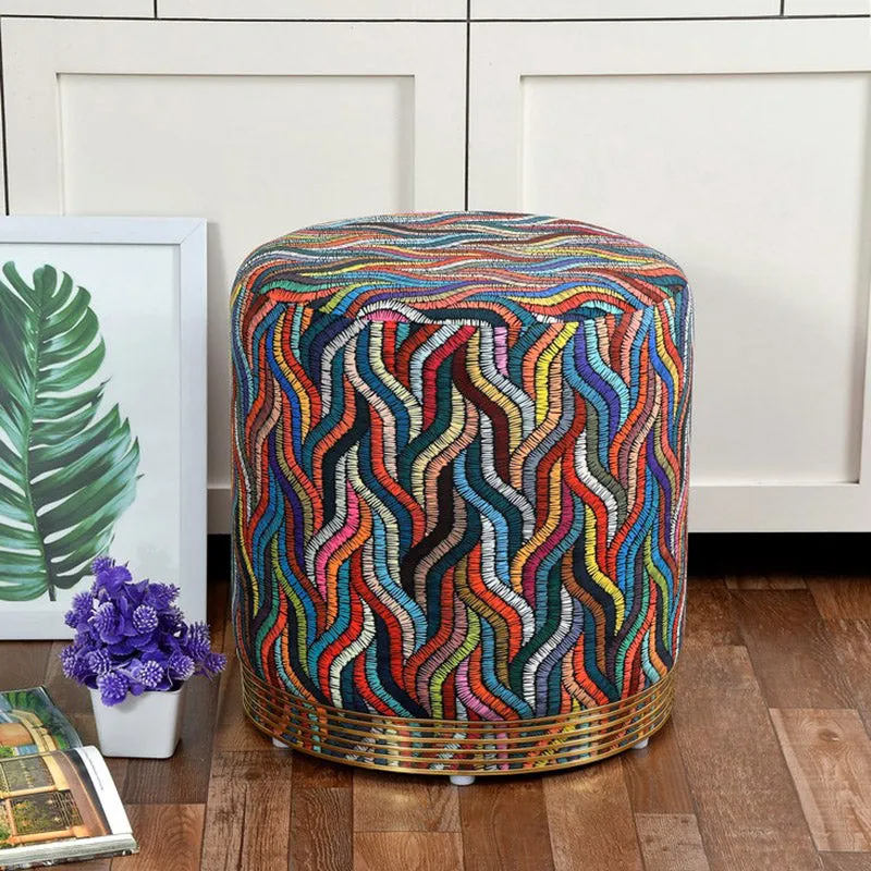 Ripple Abstract Velvet Pouffe - Multicolor media 1