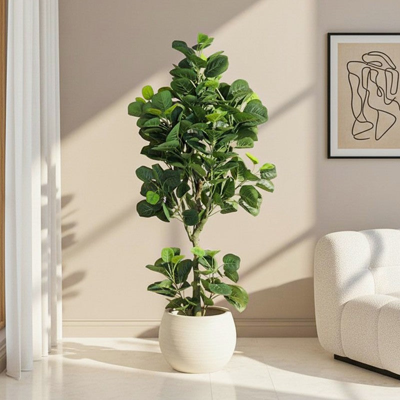 Pallas Artificial Ginko Plant With Black Plastic Pot - 4 Feet