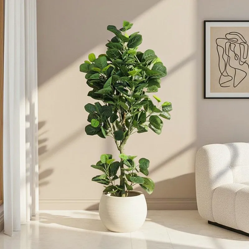 Pallas Artificial Ginko Plant With Black Plastic Pot - 4 Feet media 1