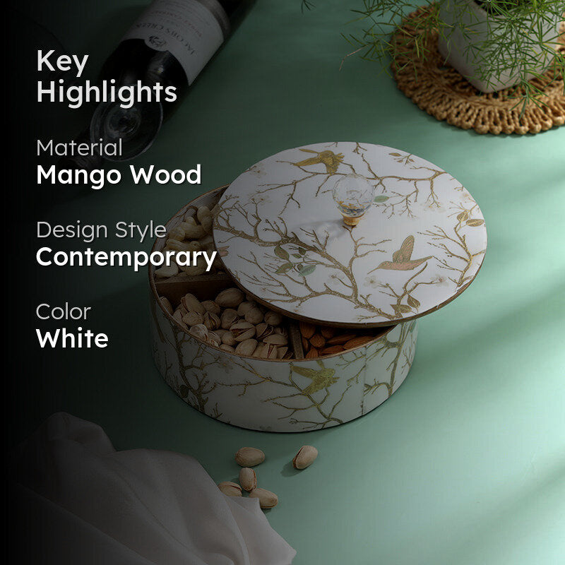 Sterling Flight Mango Wood Dryfruit Box - White media 2