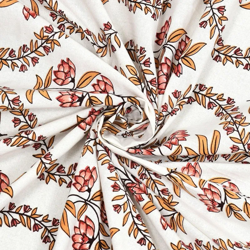 Griden Cotton Bedsheet (Rust,White) - 240 TC media 5