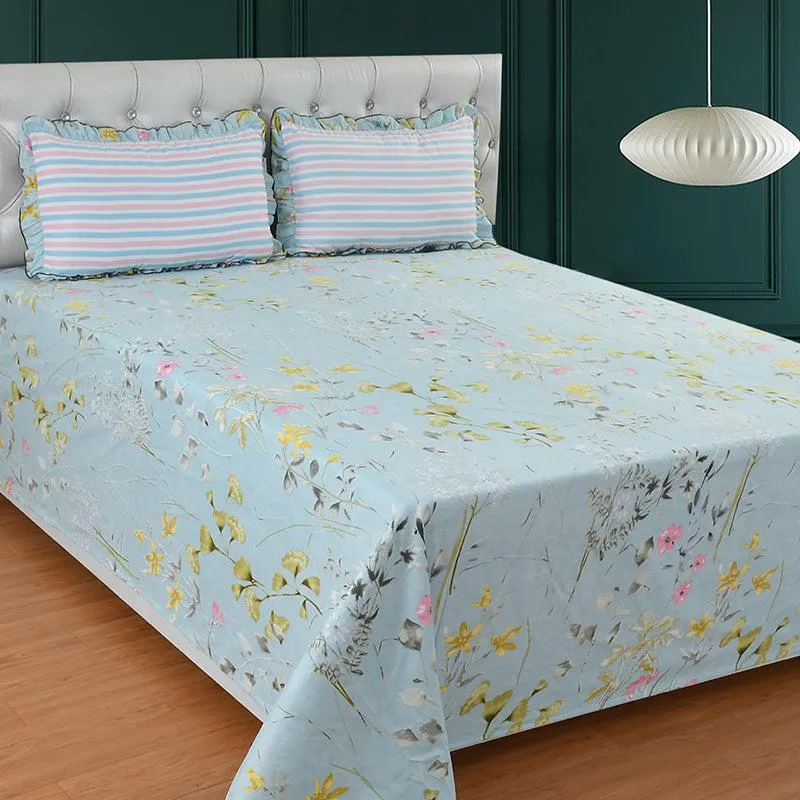 Forget-Me-Not Dreams Floral Microfiber Bedsheet - 210 GSM media 1