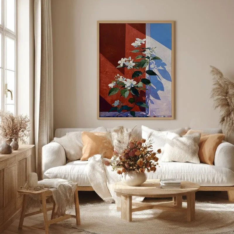 Scarlet Petals Canvas Wall Painting - Brown Frame media 4
