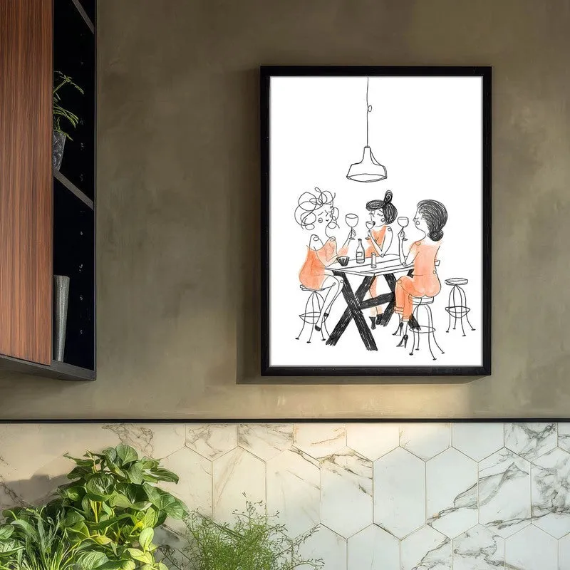 Figurine Dining Archival Canvas Wall Art - Black media 3