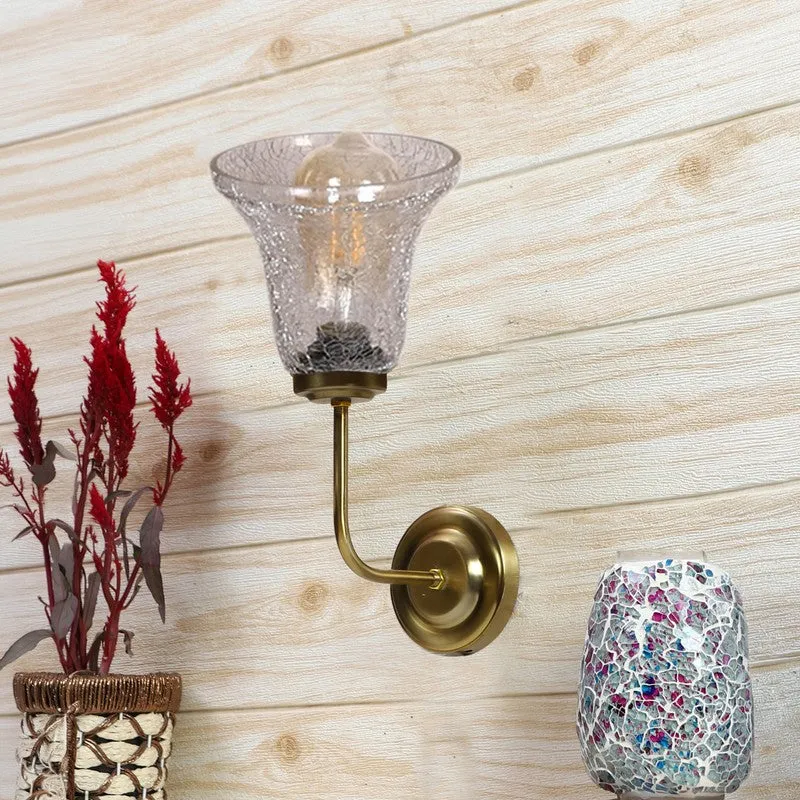 Warm Glow Golden Base Glass Wall Lamp media 3