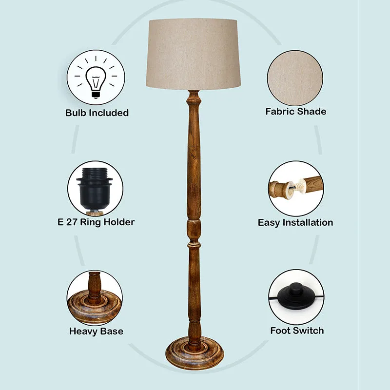 Elfin Serra Wooden Floor Lamp - Light Brown media 5