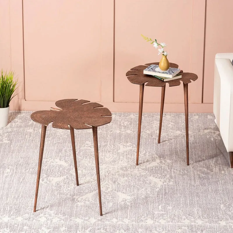Monstera Leaf Accent Table (Copper) - Set Of Two media 1