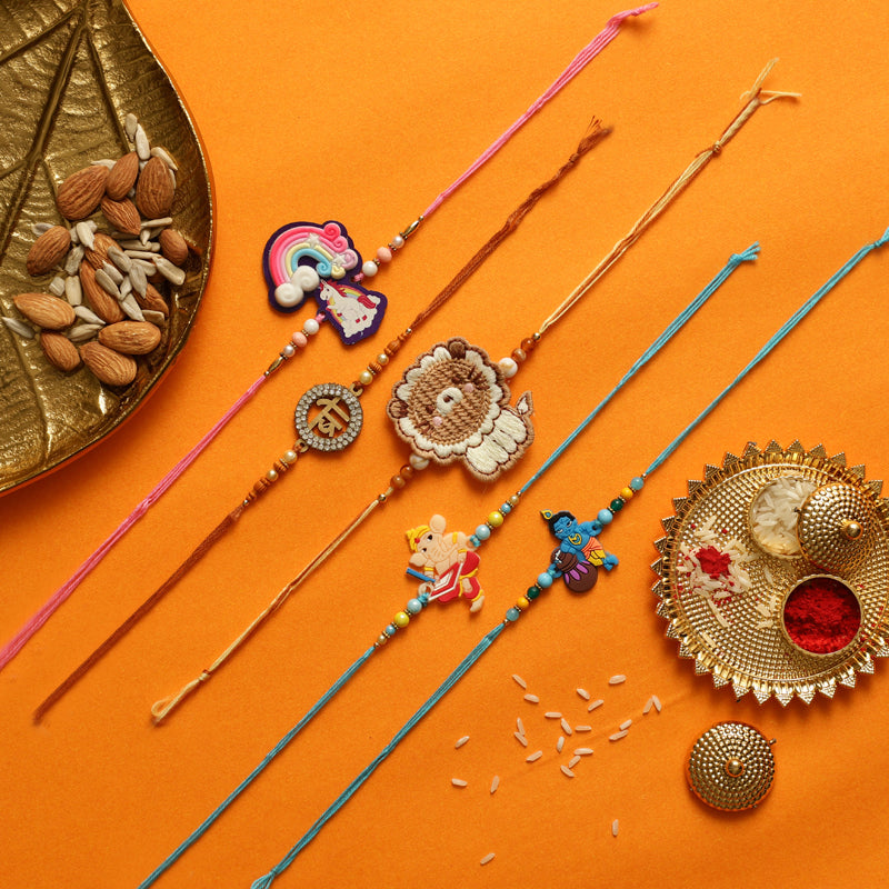 Rakshya III Rakhi with Roli Chawal - Six Piece Set
