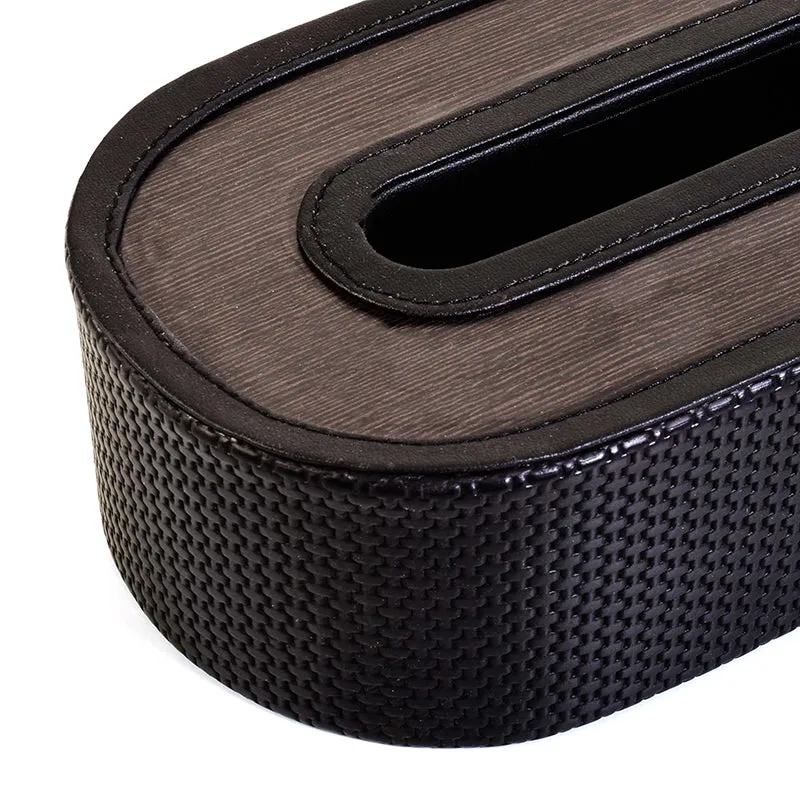 Tishue Curve Faux Leather Tissue Box - Black media 8