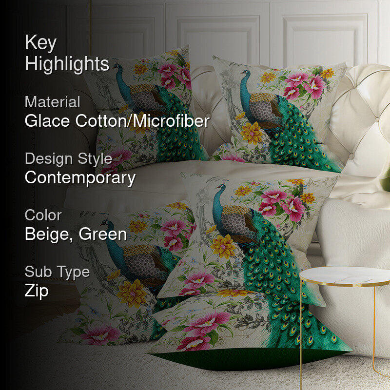 Mayilpeeli Printed Cushion Cover Set -  Set Of Five media 2