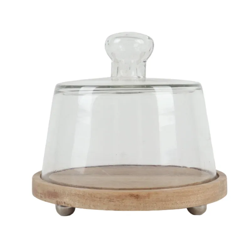 Cenara Acacia Wood Cake Stand With Dome-Glass Cover media 3