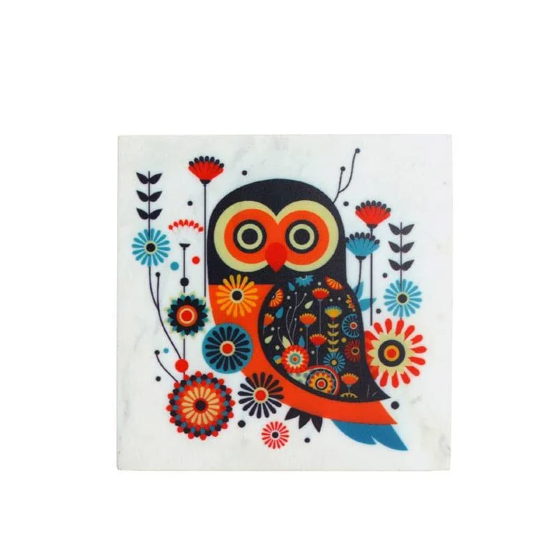Vibrant Night Owl Printed Marble Wall Accent media 3