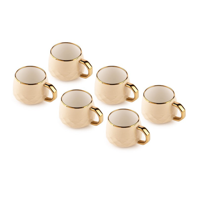 LuxeSip Porcelain Tea Cup (200 mL Each,Brown) - Set Of Six media 7