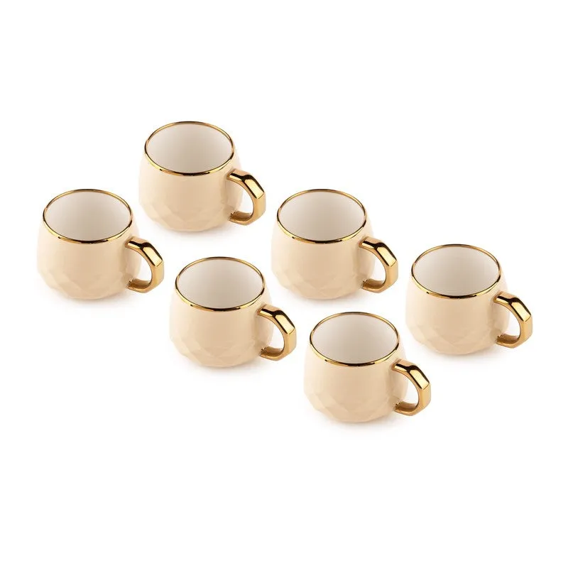 LuxeSip Porcelain Tea Cup (200 mL Each,Brown) - Set Of Six media 7