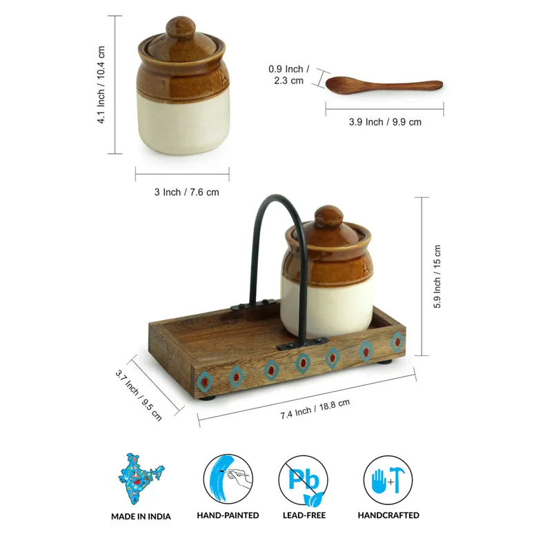 Achar Handglazed Ceramic Jar Set (225 ML) - Four Piece Set media 7