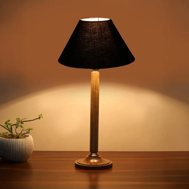 Glow Mesa Table Lamp With Wooden Base - Black,Brown media 2