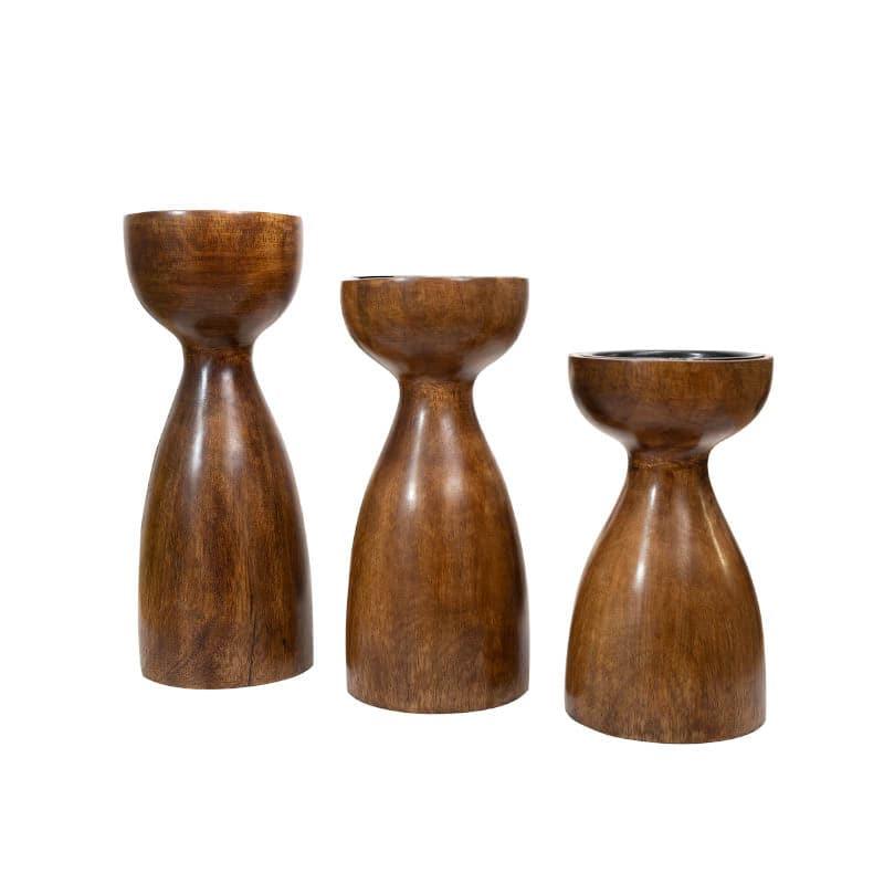 Aria Wooden Candle Stand - Set Of Three media 4