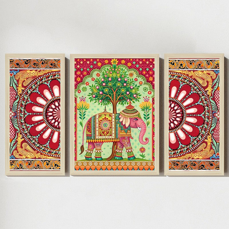Ethniq Synthetic FIbre Wall Art - Set Of Three media 6