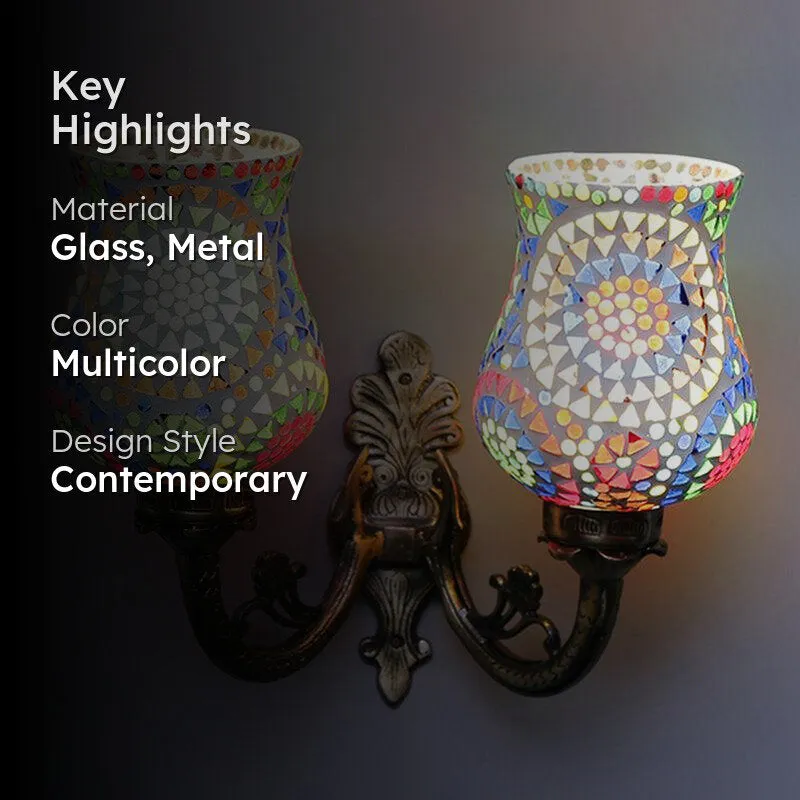 Elva Twinner Mosaic Glass & Metal Wall Lamp media 2