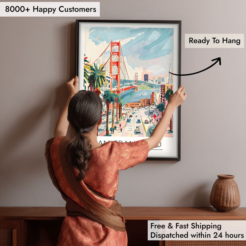 Vintage San Fransico Framed Canvas Wall Painting media 6