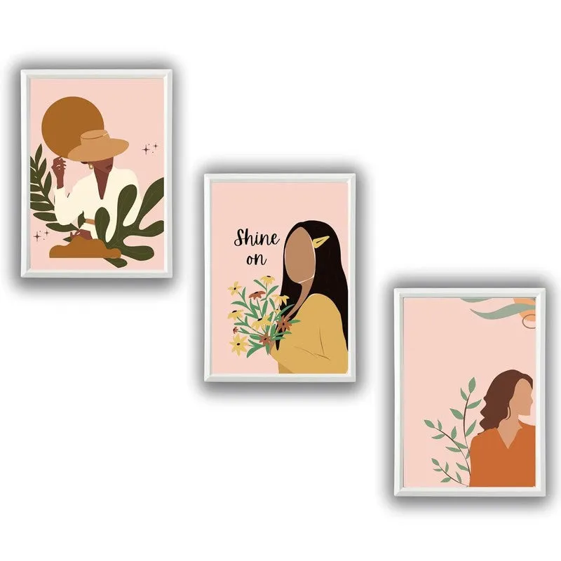 Sunlit Muse Paper Wall Painting With Frame - White media 5
