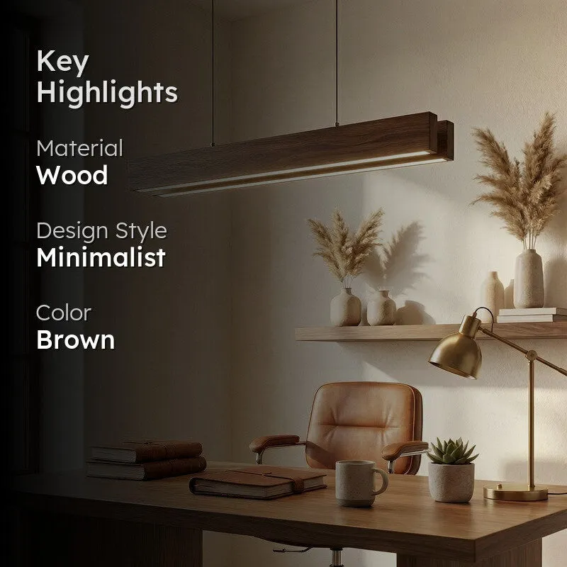 Galatea Linear LED Wooden Ceiling Lamp - Brown media 2