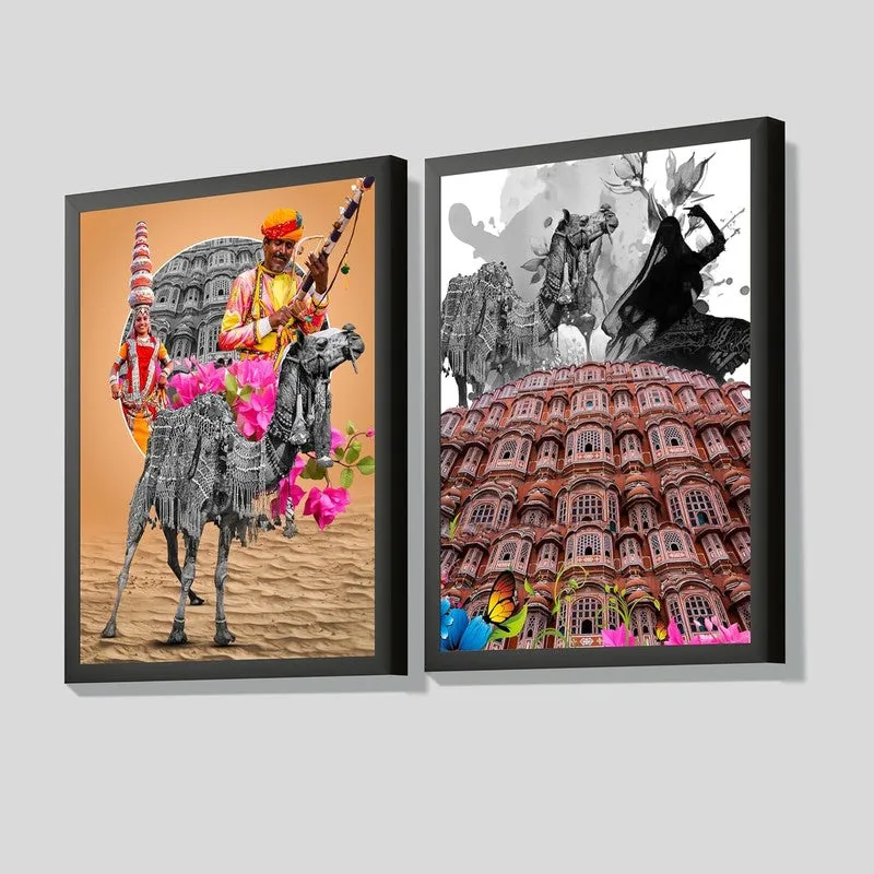 Nomad Trails Paper Wall Painting With MDF Frame - Set Of Two media 4