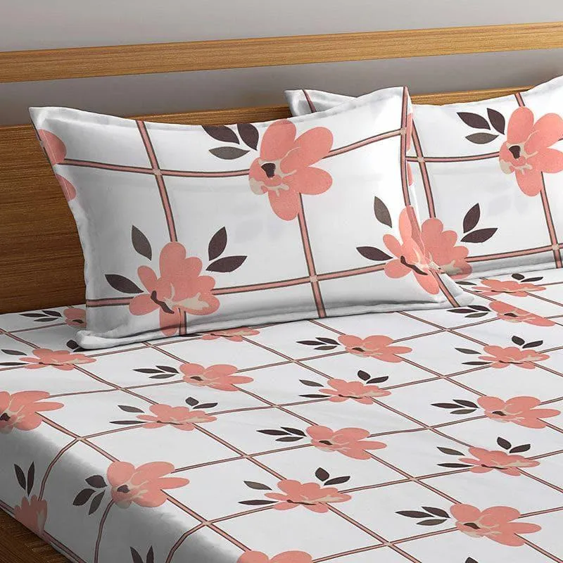 Zephyr Checkered Bedsheet (Peach) - 150 GSM media 3