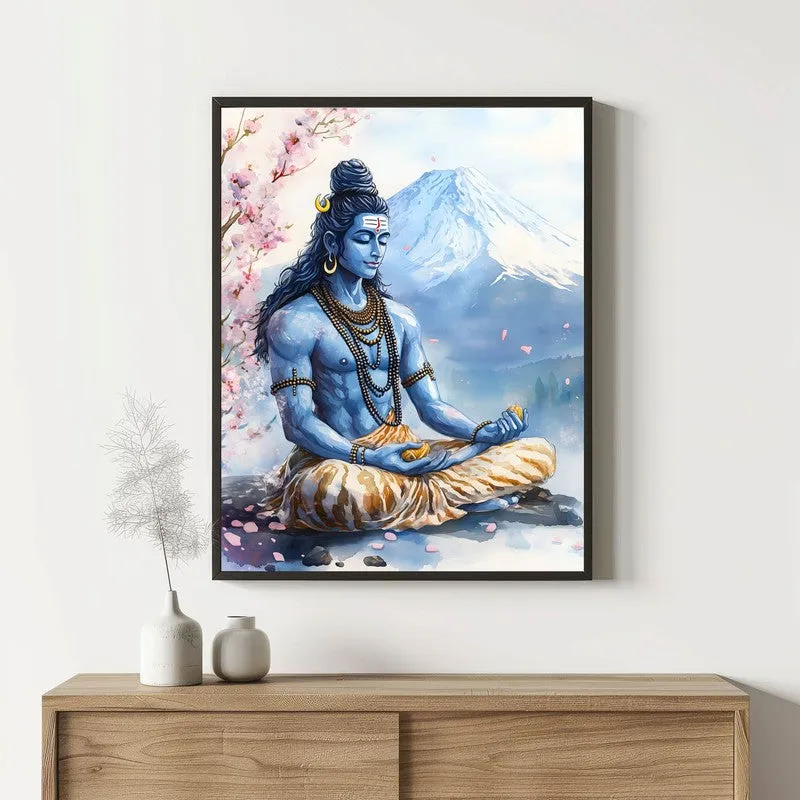 Mahakaleshwar Spiritual Archival Paper Wall Painting With Frame - Black media 1