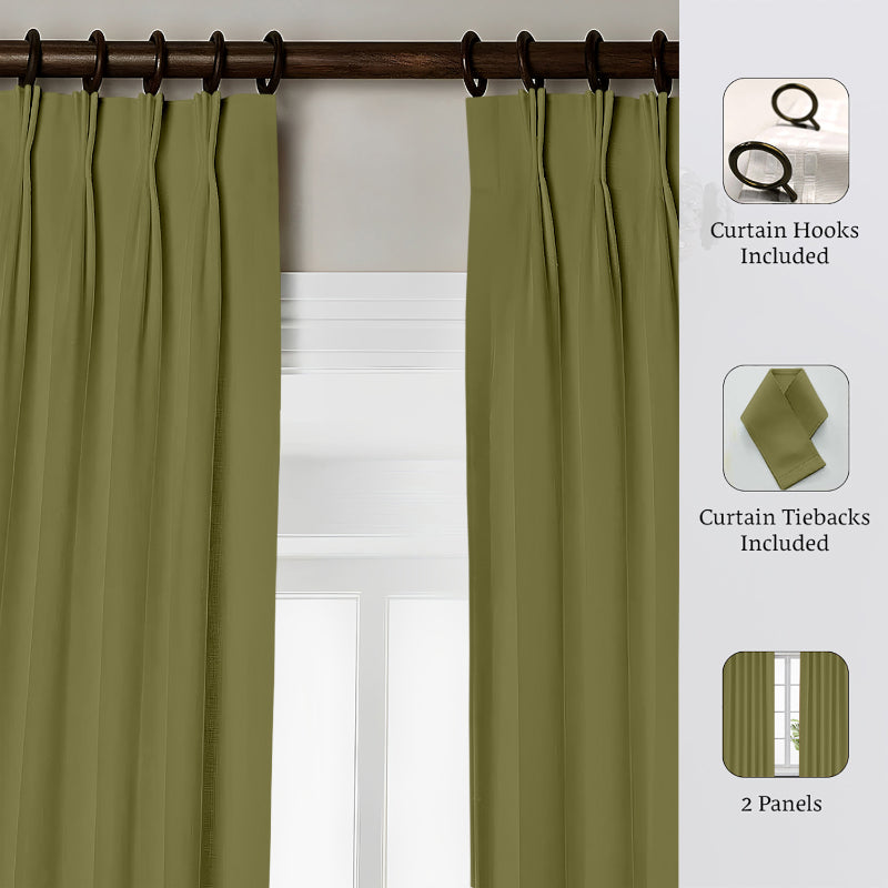Esme Triple Pinch Pleat Short Width Curtain - Bottle Green media 4