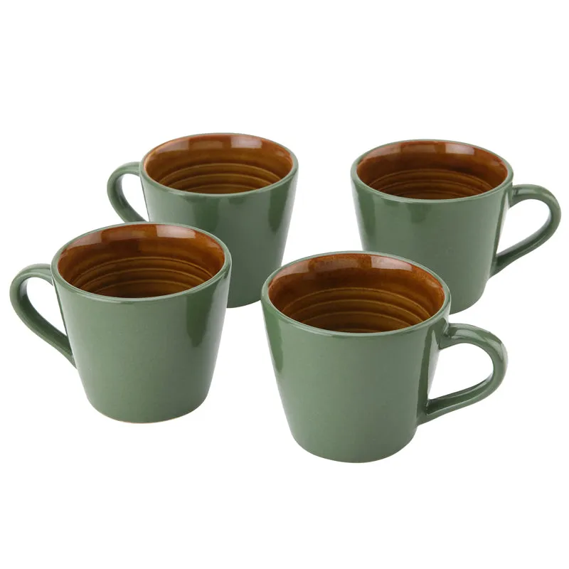 Karvaa Ceramic Tea Cup (175 mL Each)/Olive Green)- Set of Four media 4