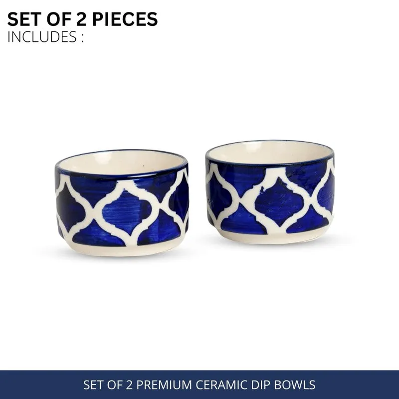 OpalServe Ceramic Dip Bowls (Blue,White,40 mL Each) - Set Of Two media 5