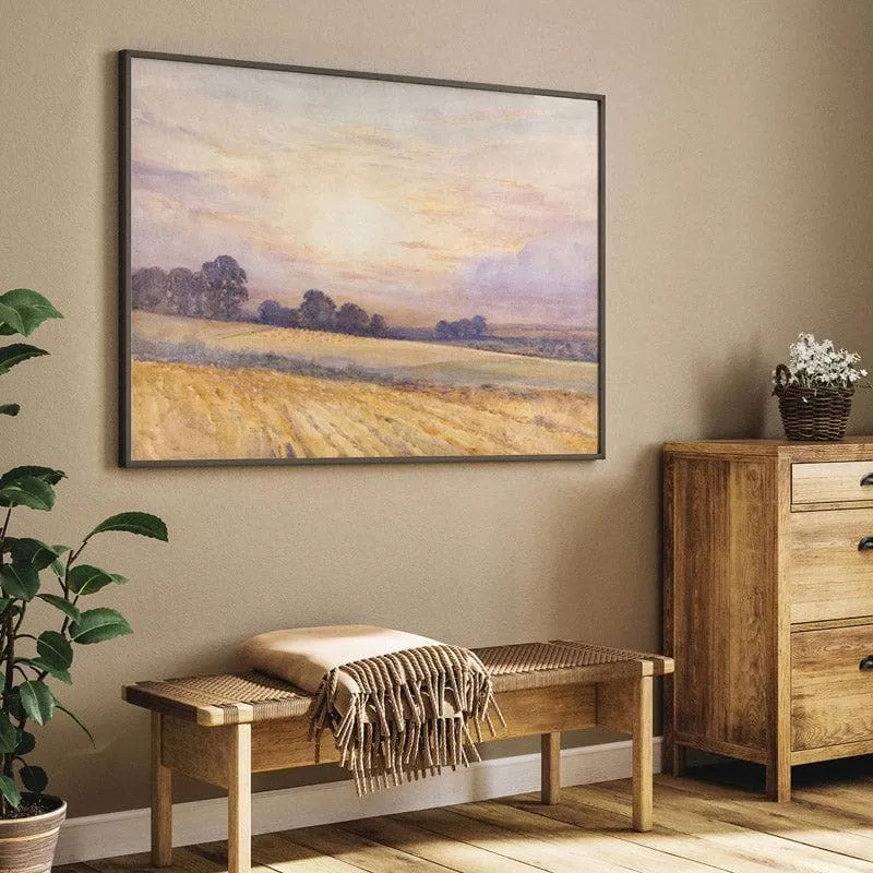 Sunset Serenity Landscape Canvas Wall Painting - Black Frame media 5