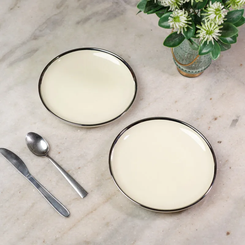 Elegant Off (White Porcelain Quarter Plates) - Set Of Two media 1