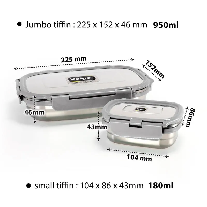 Delico Pack Grey Lunch Box With Insulated Pouch (775/150 mL) - Three Piece Set media 8