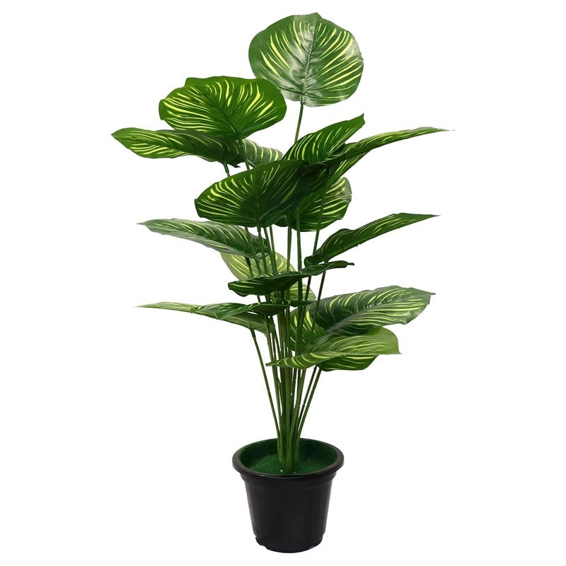 Tropivine Artificial Philodendron Caladium Plant With Black Plastic Pot - 2.5 Feet media 4