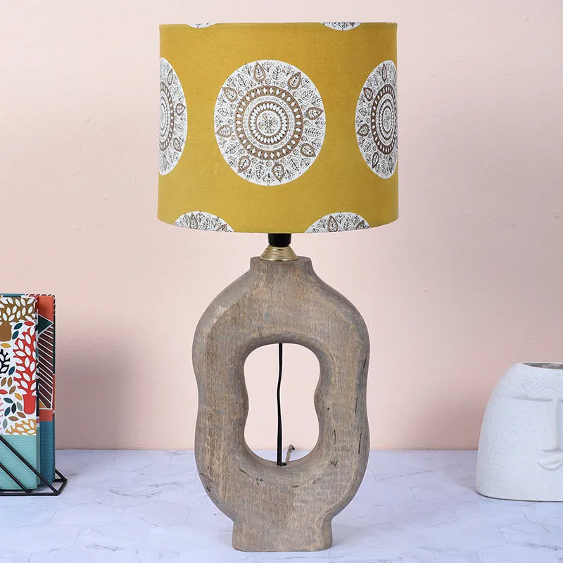 Mandala Merry Hewn Printed Mango Wood Table Lamp - Beige,Yellow,White media 2