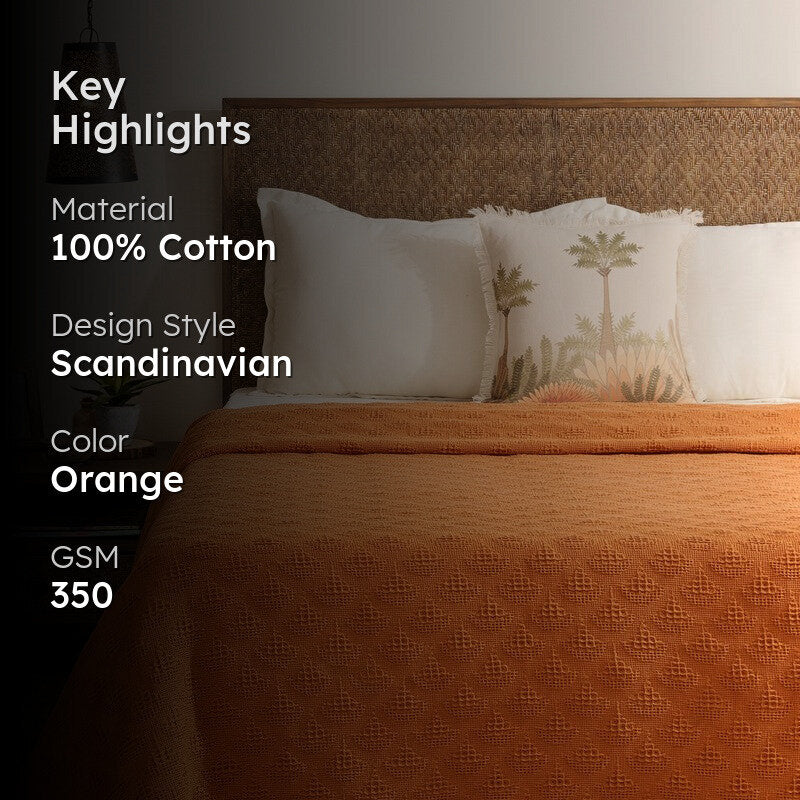 Geo Haven Cotton Bedcover (Orange) (350 Gsm) - Two Piece Set media 2