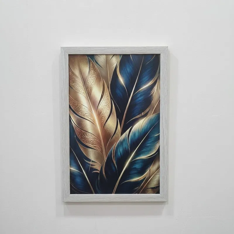 Chic Neutral Feather Wall Painting With Frame - Set Of Three media 6