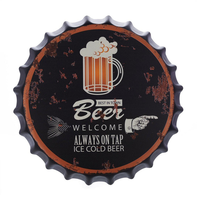 Best In Town Beer Bottle Cap Metal Wall Accent media 3