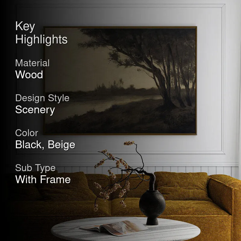 Lake Noir Wood Wall Art With Frame - Black media 2