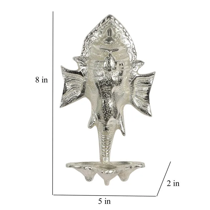 Ganesh Wall Hanging Diya - Silver media 9