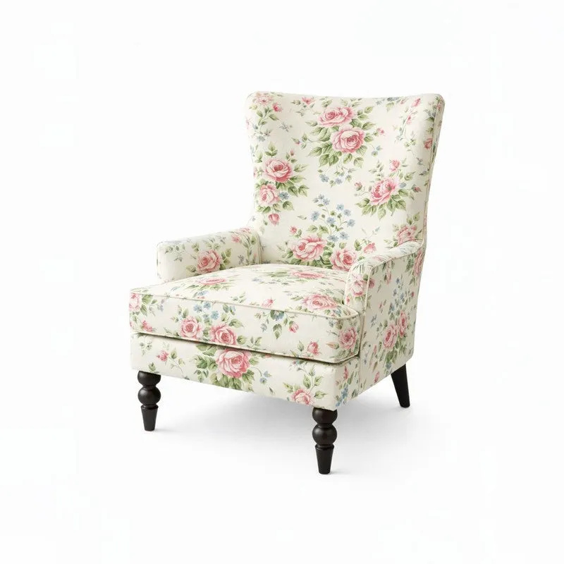 Heritage Blossom Teak Wood & Velvet Upholstered Lounge Chair media 4